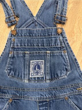 Blue Denim Women’s Overalls with Front Patch